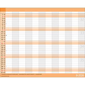 Teamplaner Korsch 2026, 12 Spalten, Kalendarium in D/EN/F/I, Ferientermine, Vorschau bis März 2027, B 440 x H 360 mm, Papier
