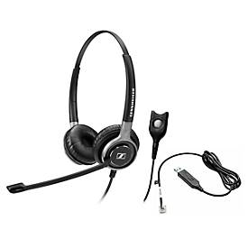 Telefon-Headset Sennheiser SC 660, kabelgebunden, binaural, HD, Ohrpolster, +Adapter CEHS-CI02