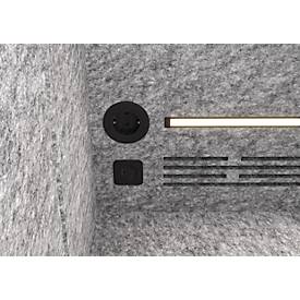 Telefonbox Silent Space 1, ESG-Glastür, LED-Beleuchtung, Lüftungssystem, Akustikkabine, weiß/grau meliert