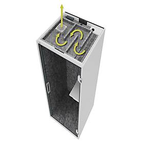 Telefonbox Silent Space 1, ESG-Glastür, LED-Beleuchtung, Lüftungssystem, Akustikkabine, weiß/grau meliert