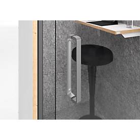 Telefonbox Silent Space 1, ESG-Glastür, LED-Beleuchtung, Lüftungssystem, Akustikkabine, weiß/grau meliert