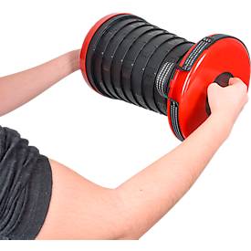 Teleskophocker WEDO® SITTOGO®NXT, zusammenschiebbar, höhenverstellbar, mit Umhängegurt, bis 150 kg, ABS-Kunststoff, rot