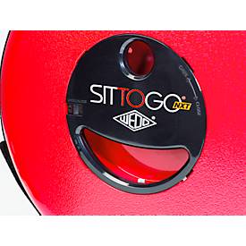 Teleskophocker WEDO® SITTOGO®NXT, zusammenschiebbar, höhenverstellbar, mit Umhängegurt, bis 150 kg, ABS-Kunststoff, rot