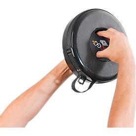 Teleskophocker WEDO® SITTOGO®NXT, zusammenschiebbar, höhenverstellbar, mit Umhängegurt, bis 150 kg, ABS-Kunststoff, schwarz