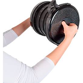 Teleskophocker WEDO® SITTOGO®NXT, zusammenschiebbar, höhenverstellbar, mit Umhängegurt, bis 150 kg, ABS-Kunststoff, schwarz