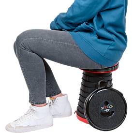 Teleskophocker WEDO® SITTOGO®NXT, zusammenschiebbar, höhenverstellbar, mit Umhängegurt, bis 150 kg, ABS-Kunststoff, schwarz