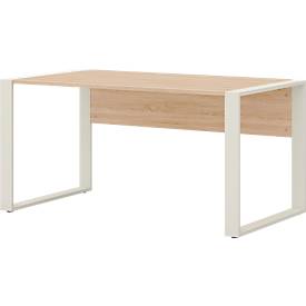 TEMPIO Home Office bureau, rechthoekig, slede onderstel, B 1500 x D 800 x H 740 mm, Sonoma eik/wit