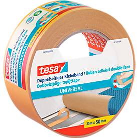 tesa® Doppelseitiges Klebeband Universal, 25 m x 50 mm, weiß, 6 Rollen