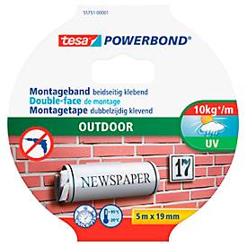 tesa® Klebeband Powerbond® Outdoor, doppelseitig, für den Außenbereich, wetterfest, UV-beständig, L 5 m x B 19 mm, grün