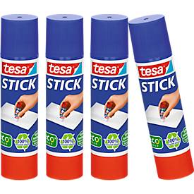 tesa® Klebestift STICK eco, Inhalt 20 g, mit Rollstopp, lösungsmittelfrei, 100 % Recycling-Kunststoff, 3 Stück + 1 grati