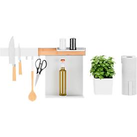 tesa® Küchenorganizer Kombi-Set L, Reling-System, weiß, Power.Kit, L 140 x B 865 x H 340 mm, bis 20 kg, 