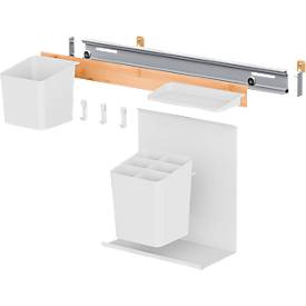 tesa® Küchenorganizer Kombi-Set M, Reling-System, weiß, selbstklebend mit Power.Kit, bis 10 kg, inkl. Kräutertöpfen, Ablagen, Haken