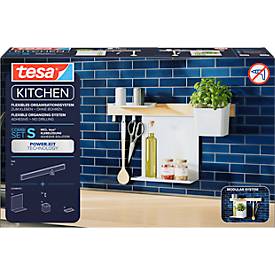 tesa® Küchenorganizer Kombi-Set S, Reling-System, weiß, Power.Kit, bis 10 kg, L 150 x B 600 x H 340 mm,