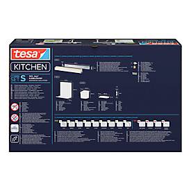 tesa® Küchenorganizer Kombi-Set S, Reling-System, weiß, Power.Kit, bis 10 kg, L 150 x B 600 x H 340 mm,