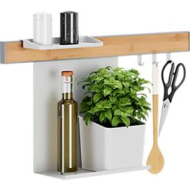 tesa® Küchenorganizer Kombi-Set S, Reling-System, weiß, Power.Kit, bis 10 kg, L 150 x B 600 x H 340 mm,