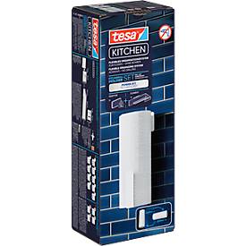 tesa® Küchenrollenhalter, weiß, vertikal/horizontal montierbar, Power.Kit, L 265 x B 145 x H 60 mm, inkl. Adapter & Wasserwaage,