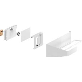 tesa® Küchenrollenhalter, weiß, vertikal/horizontal montierbar, Power.Kit, L 265 x B 145 x H 60 mm, inkl. Adapter & Wasserwaage,