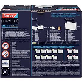 tesa® Küchenzubehör Spülbecken Organizer Set, weiß, Power.Kit, L 205 x B 140 x H 120 mm, inkl. Adapter & Wasserwaage,