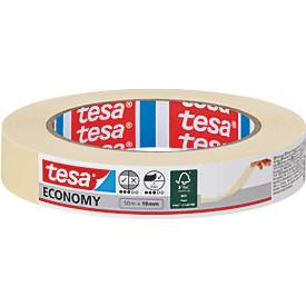 tesa Malerband Economy, 50 m × 19 mm, chamois – glatte Flächen, leicht ablösbar, rückstandsfrei