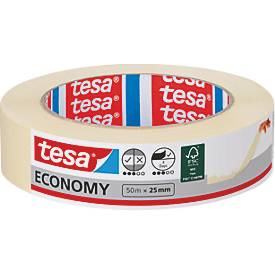 tesa Malerband Economy, 50 m × 25 mm, chamois – glatte Flächen, leicht ablösbar, rückstandsfrei