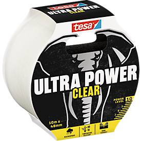 tesa® Montageband Ultra Power Clear, robust, temperatur-/wasser-/UV-beständig, von Hand einreißbar, 1 Rolle mit L 10 m x