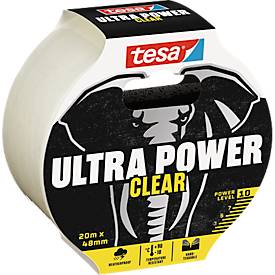 tesa® Montageband Ultra Power Clear, robust, temperatur-/wasser-/UV-beständig, von Hand einreißbar, 1 Rolle mit L 20 m x B 48 mm, transparent