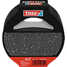 tesa® Montageband Ultra PowerExtrem, robust & reißfest, temperatur-/wasser-/UV-beständig, von Hand einreißbar, 1 Rolle mit L 10 m x B 50 mm, schwarz