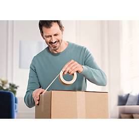 tesa® Packband Paper Standard ecoLogo, robust, 3 Rollen mit jeweils L 50 m x B 50 mm, FSC®-Papier & Naturkautschuk, braun