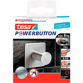 tesa Powerbutton Haken Classic, Edelstahl, eckig