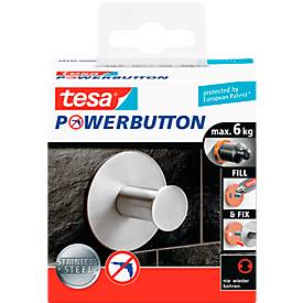 tesa Powerbutton Haken Classic, Edelstahl, rund