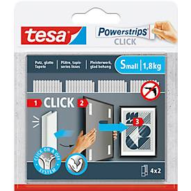 tesa® Powerstrips CLICK SMALL, 1,8 kg, 4 x 2 Streifen, selbstklebend, ideal für kleine Deko-Objekte