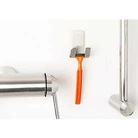 tesa Powerstrips Waterproof Haken Zoom, aus Metall, für Feuchträume, Doppelhaken