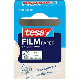 tesafilm® Paper Klebefilm, transparent, 19 mm x 10 m, lösungsmittelfrei, beschriftbar, 1 Rolle