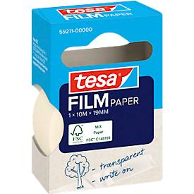 tesafilm® Paper Klebefilm, transparent, 19 mm x 10 m, lösungsmittelfrei, beschriftbar, 1 Rolle