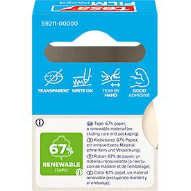 tesafilm® Paper Klebefilm, transparent, 19 mm x 10 m, lösungsmittelfrei, beschriftbar, 1 Rolle
