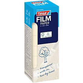 tesafilm® Paper Klebefilm, transparent, 19 mm x 33 m, leise abrollend, lösungsmittelfrei, 1 Rolle