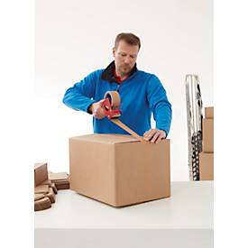 tesapack® Handabroller 6300 Economy, für Rollen bis Ø 120 x B 50 mm, manuell verstellbare Rollenbremse, wendbares Messer mit Abdeckung