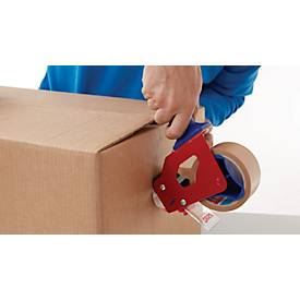 tesapack® Handabroller 6300 Economy, für Rollen bis Ø 120 x B 50 mm, manuell verstellbare Rollenbremse, wendbares Messer mit Abdeckung