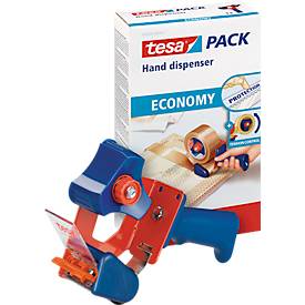 tesapack® Handabroller 6300 Economy, für Rollen bis Ø 120 x B 50 mm, manuell verstellbare Rollenbremse, wendbares Messer mit Abdeckung