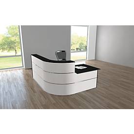 Theke Cento 4, 1 gerade Theke mit 1 Eckelement und 1 geradem Tisch, mit Seitenblenden