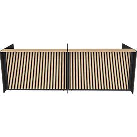 Theke Marino, groß, für 2 Personen, elektrisch höhenverstellbar, Memorypanel, Akustikpaneele, Kabeldurchlass, Holz, Eiche-Dekor/anthrazit