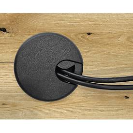 Theke Marino, groß, für 2 Personen, elektrisch höhenverstellbar, Memorypanel, Akustikpaneele, Kabeldurchlass, Holz, Eiche-Dekor/anthrazit