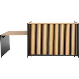 Theke Marino, klein, für 1 Person, elektrisch höhenverstellbar, Memorypanel, Akustikpaneele, Kabeldurchlass, mit Tisch, Holz, Eiche-Dekor/anthrazit