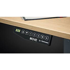 Theke Marino, klein, für 1 Person, elektrisch höhenverstellbar, Memorypanel, Akustikpaneele, Kabeldurchlass, mit Tisch, Holz, Eiche-Dekor/anthrazit
