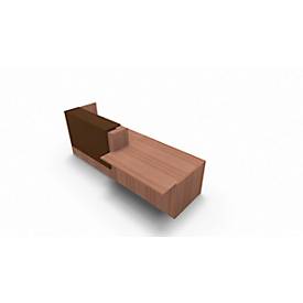 Theke Spezia, Ablage, links, B 3060 x T 1125 x H 1130 mm, Nuss Canaletto-Dekor/Leder braun