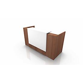 Theke Spezia, gerade, B 2060 x T 880 x H 1130 mm, Nuss Canaeltto-Dekor/weiß