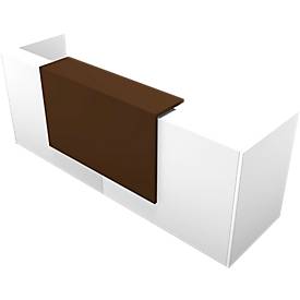 Theke Spezia, gerade, B 2860 x T 880 x H 1130 mm, weiß/Leder braun