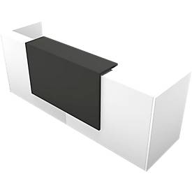 Theke Spezia, gerade, B 2860 x T 880 x H 1130 mm, weiß/Leder grau