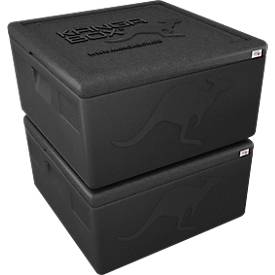 Thermobox Kängabox® Easy S, Volumen 32 l, Tragegriffe, stapelbar, mit Deckel, wiederverwendbar, L 410 x B 410 x H 330 mm, EPP, schwarz