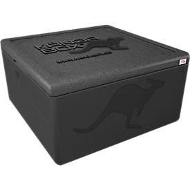 Thermobox Kängabox® Easy S, Volumen 32 l, Tragegriffe, stapelbar, mit Deckel, wiederverwendbar, L 410 x B 410 x H 330 mm, EPP, schwarz